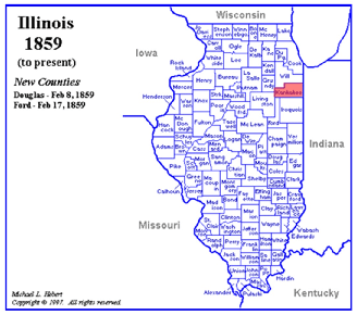 Map collage of Illinois county formation